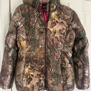 Realtree Women's Camo Puffer Jacket with Pink Lining